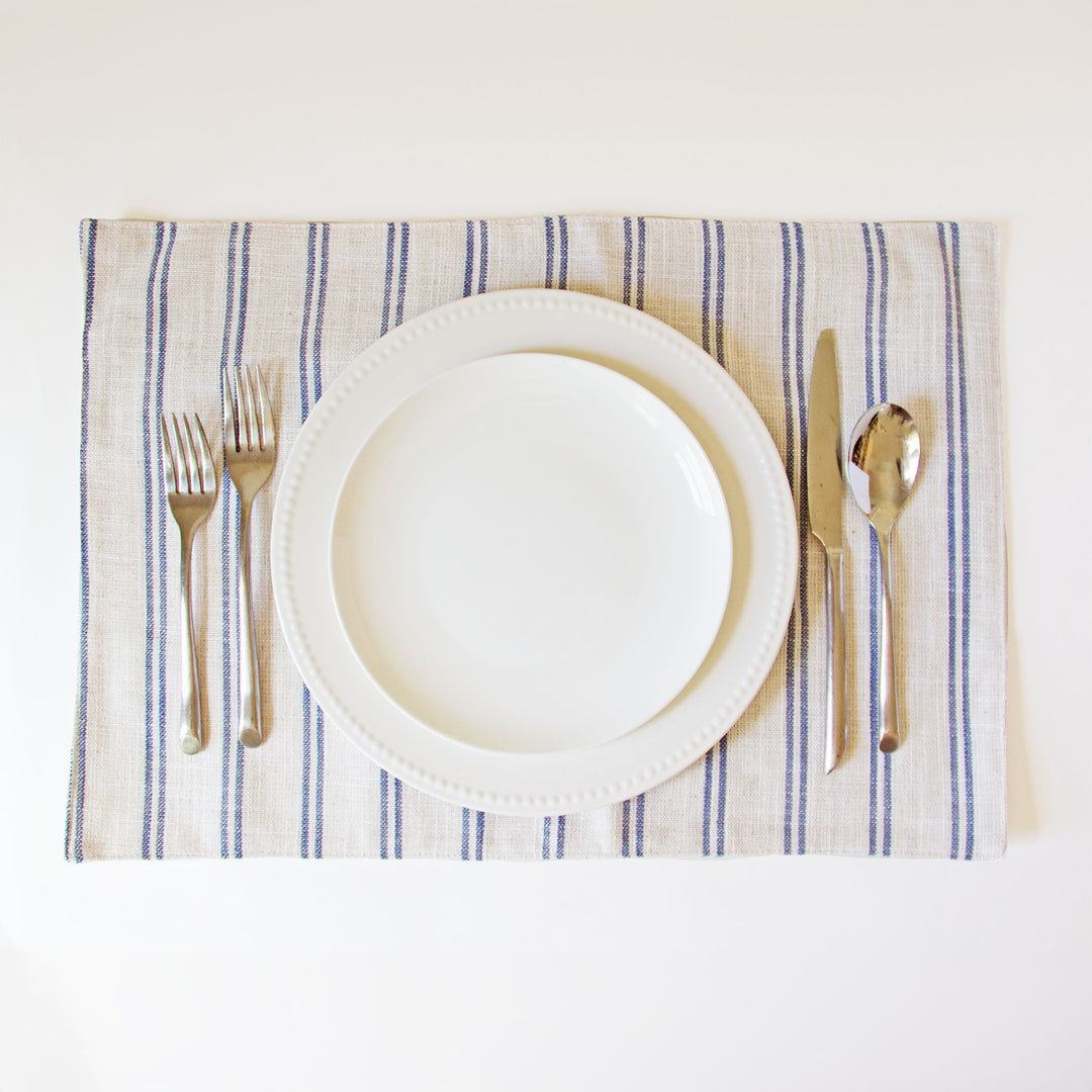 Striped Placemats - Blue, Set of 4