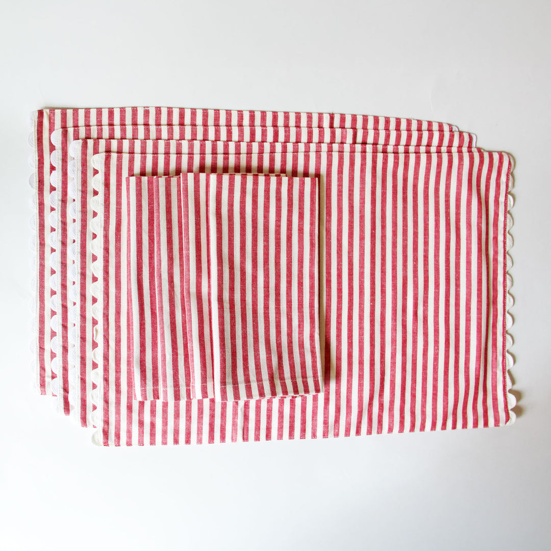 Table Setting Bundle - Red & White Stripes, Set for 4