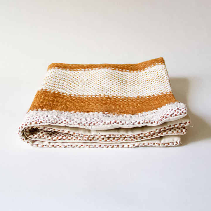 Striped Woven Pillow Cover - Rust & Ivory
