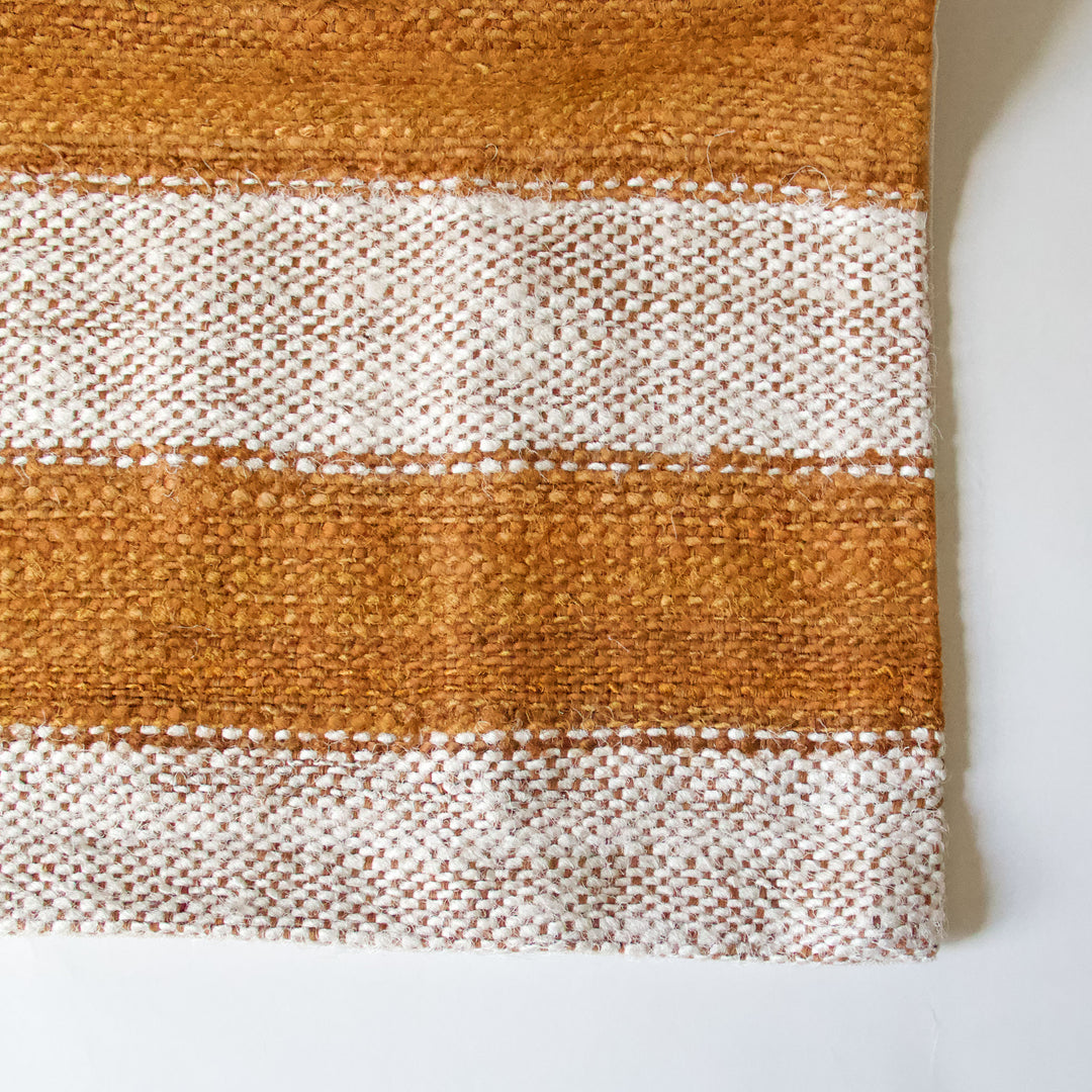 Striped Woven Pillow Cover - Rust & Ivory