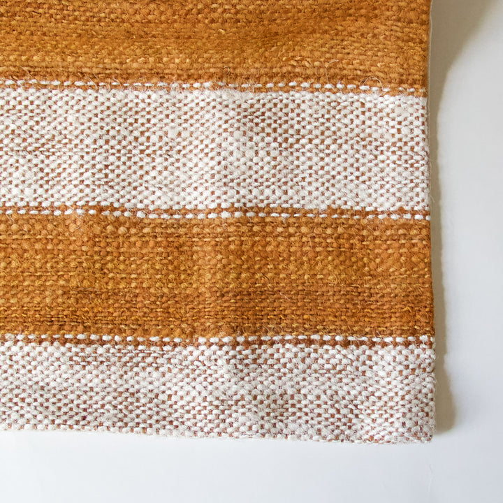Striped Woven Pillow Cover - Rust & Ivory