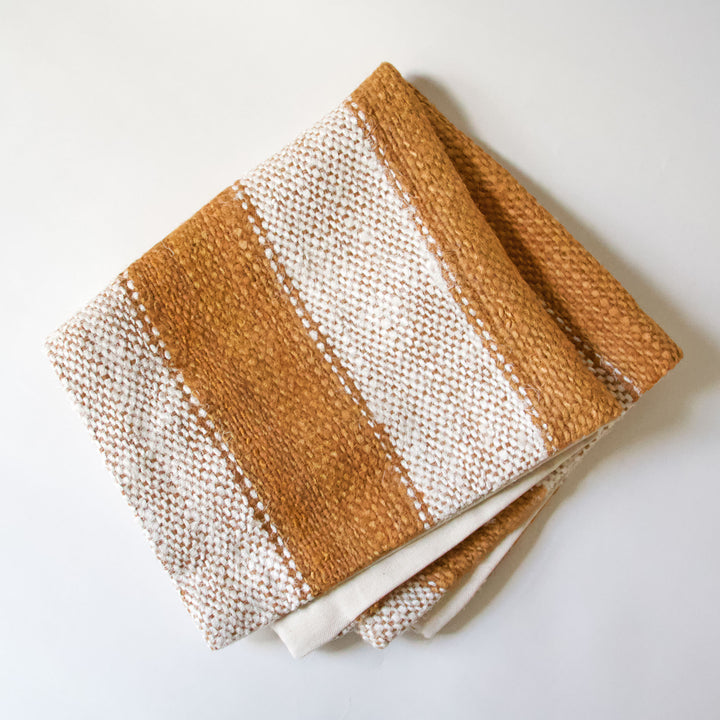 Striped Woven Pillow Cover - Rust & Ivory