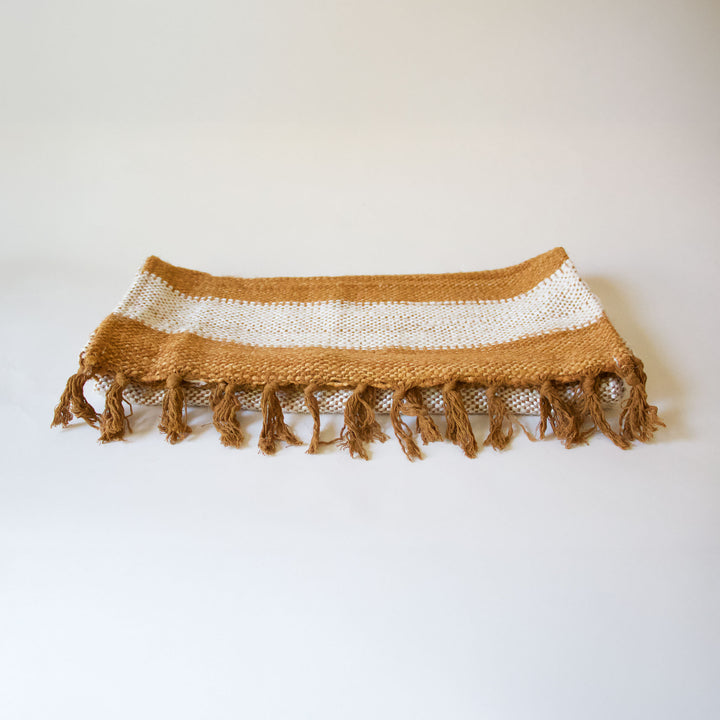 Striped Woven Table Runner - Rust & Ivory
