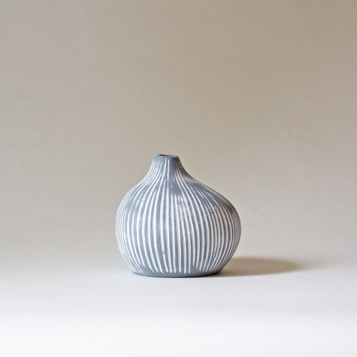 Striped Droplet Bud Vase - Blue