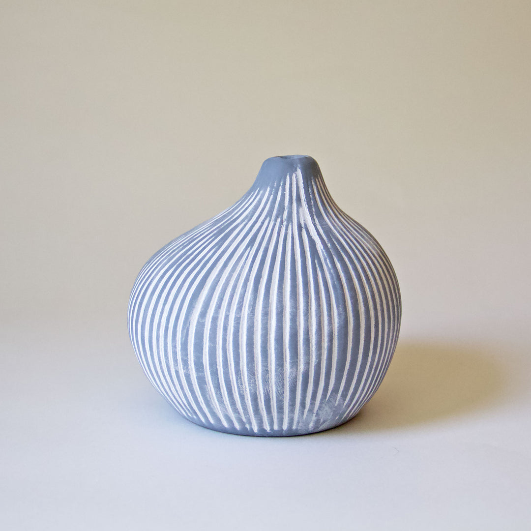 Striped Droplet Bud Vase - Blue