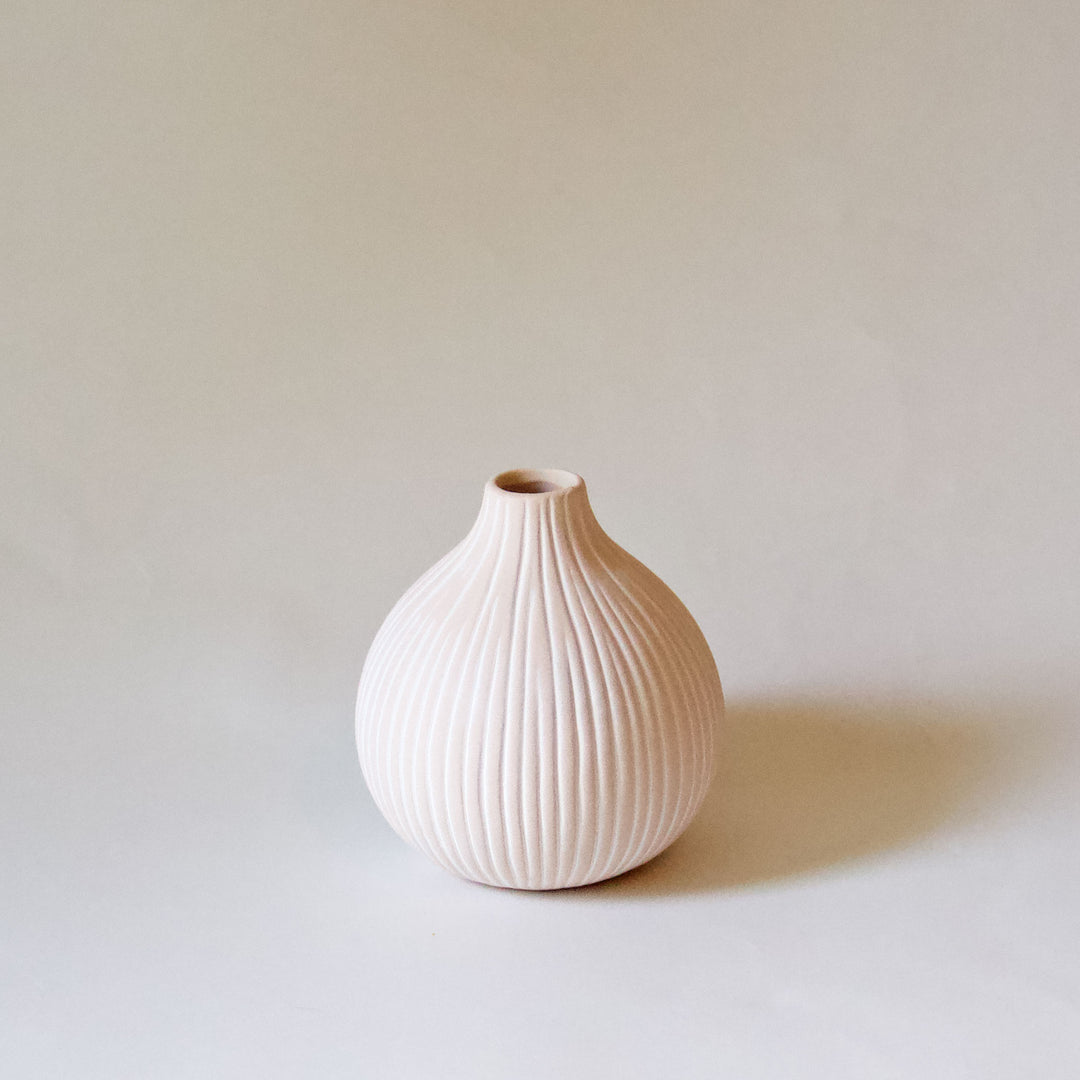 Striped Droplet Bud Vase - Cream