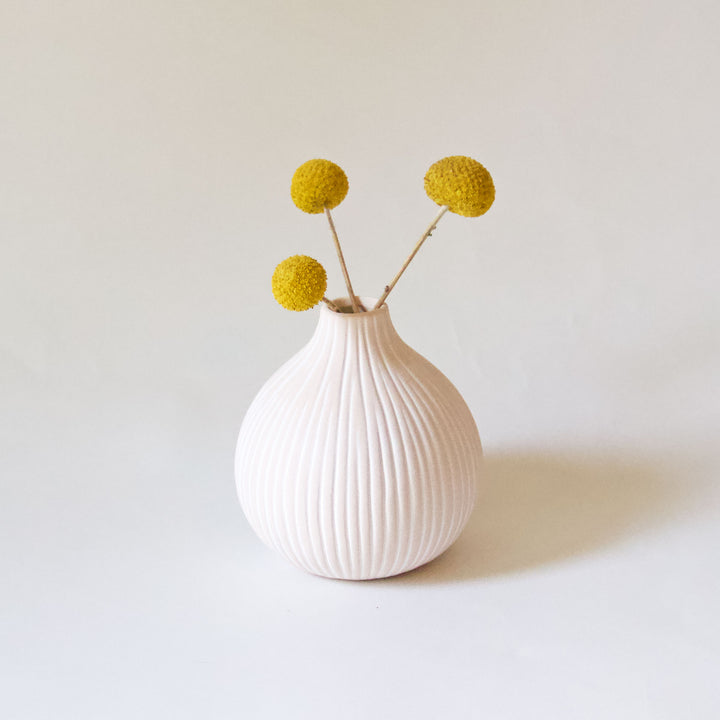 Striped Droplet Bud Vase - Cream