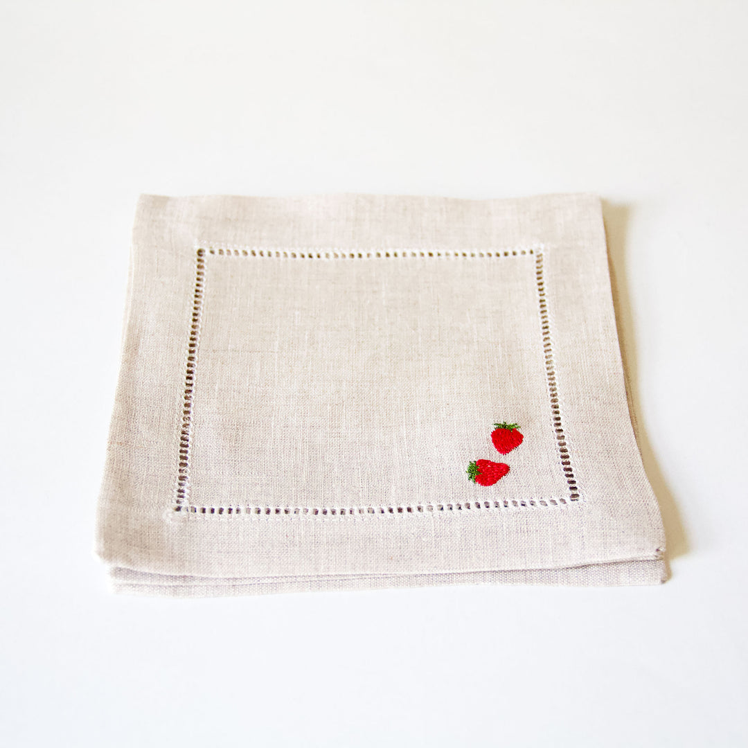 Sweet Strawberry Cocktail Napkins, Set of 4