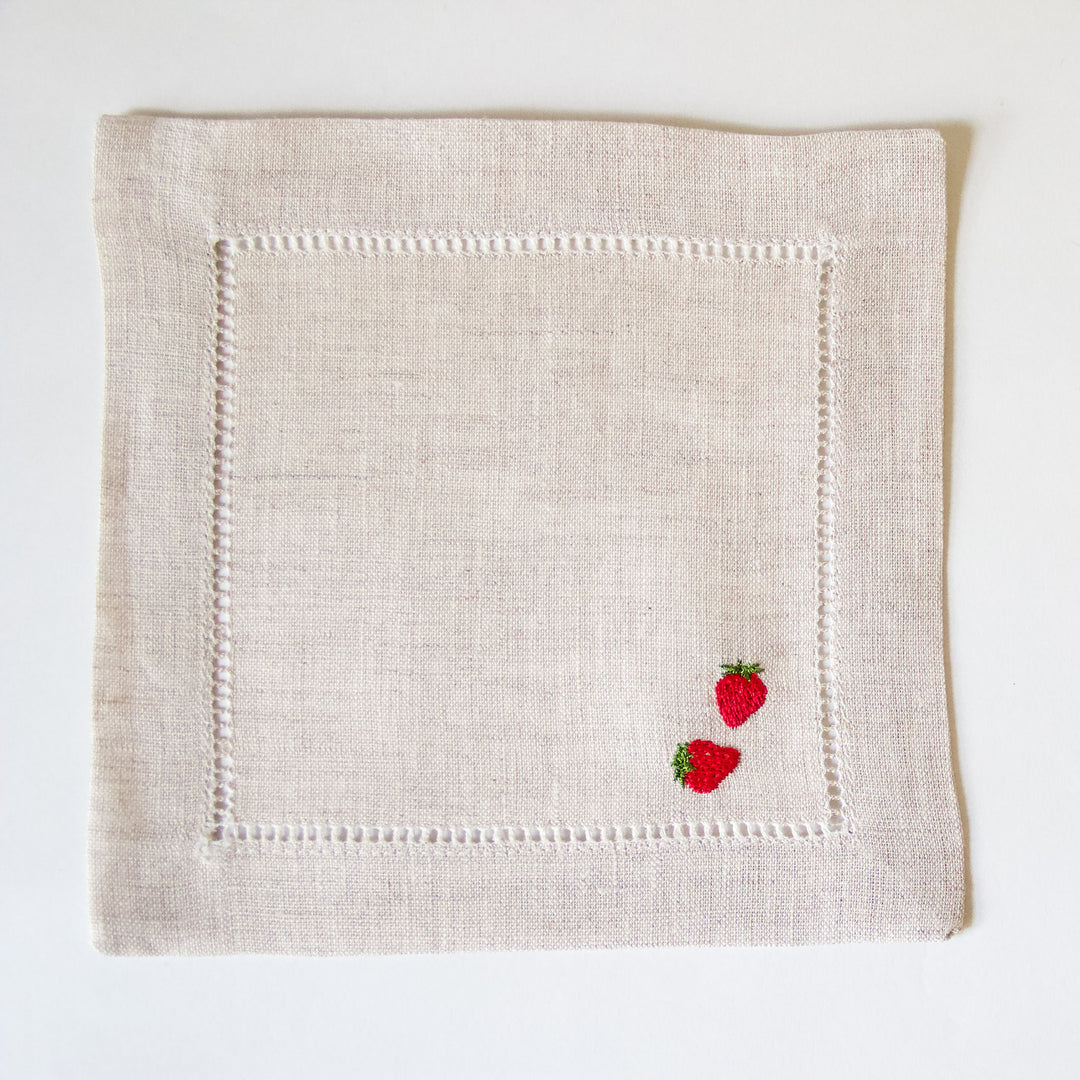 Sweet Strawberry Cocktail Napkins, Set of 4