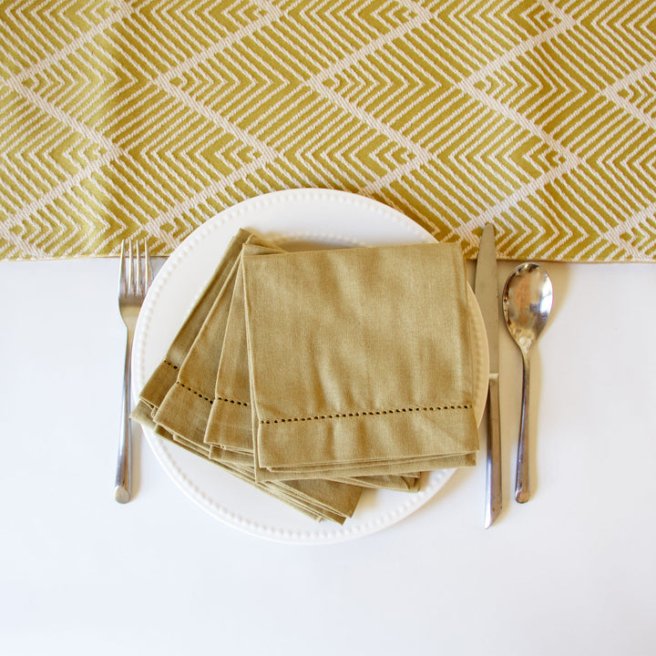 Hemstitch Napkins - Tan, Set of 4