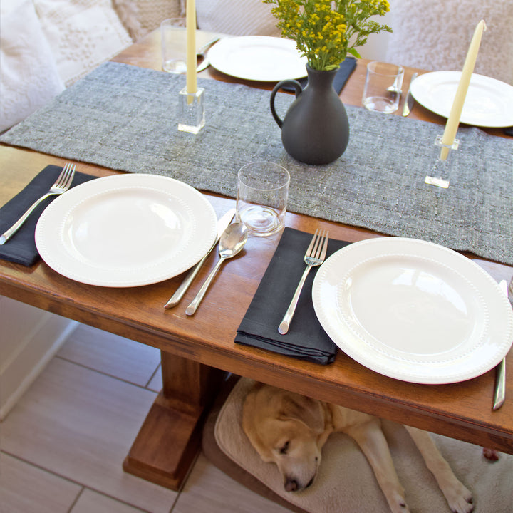 Woven Cotton Table Runner - Black