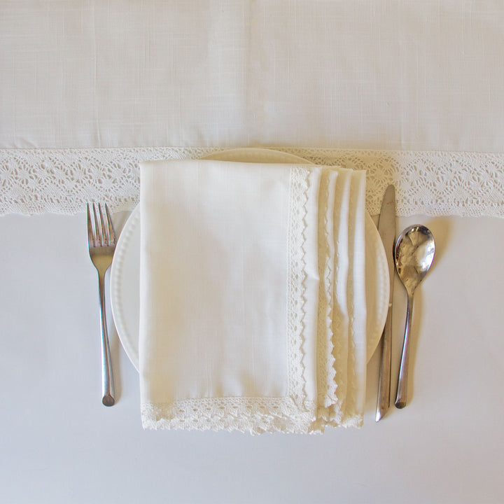 Lace Border Table Runner - White