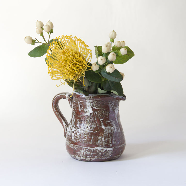 Textured Ceramic Handle Vase - Brown