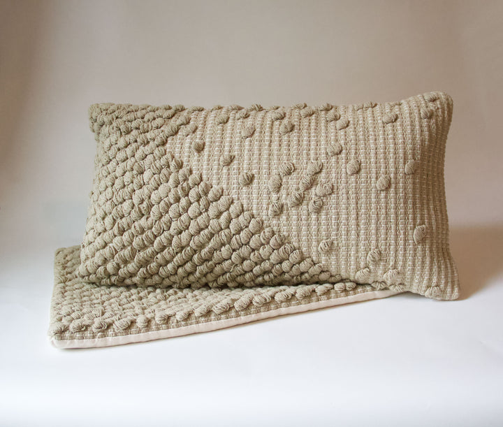 Tufted Woven Cotton Pillow Cover - Sage Green