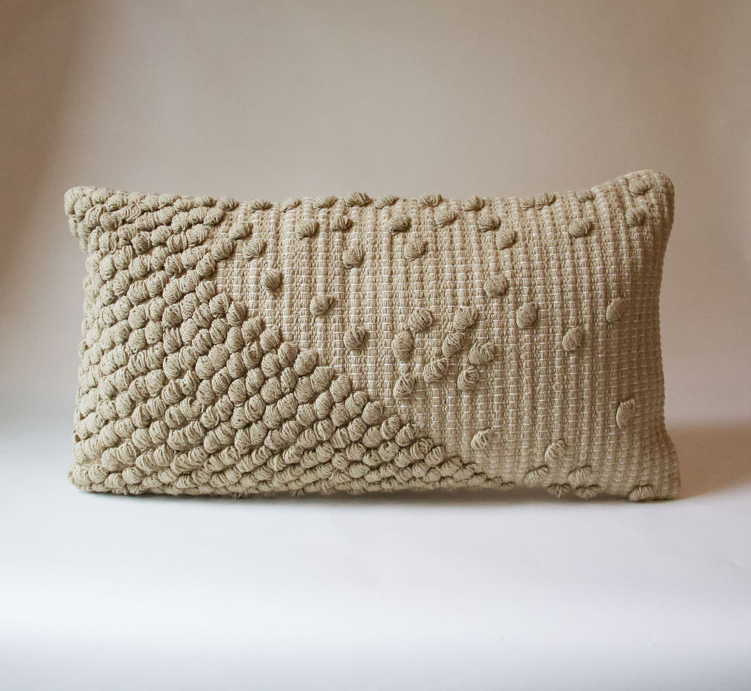 Tufted Woven Cotton Pillow Cover - Sage Green