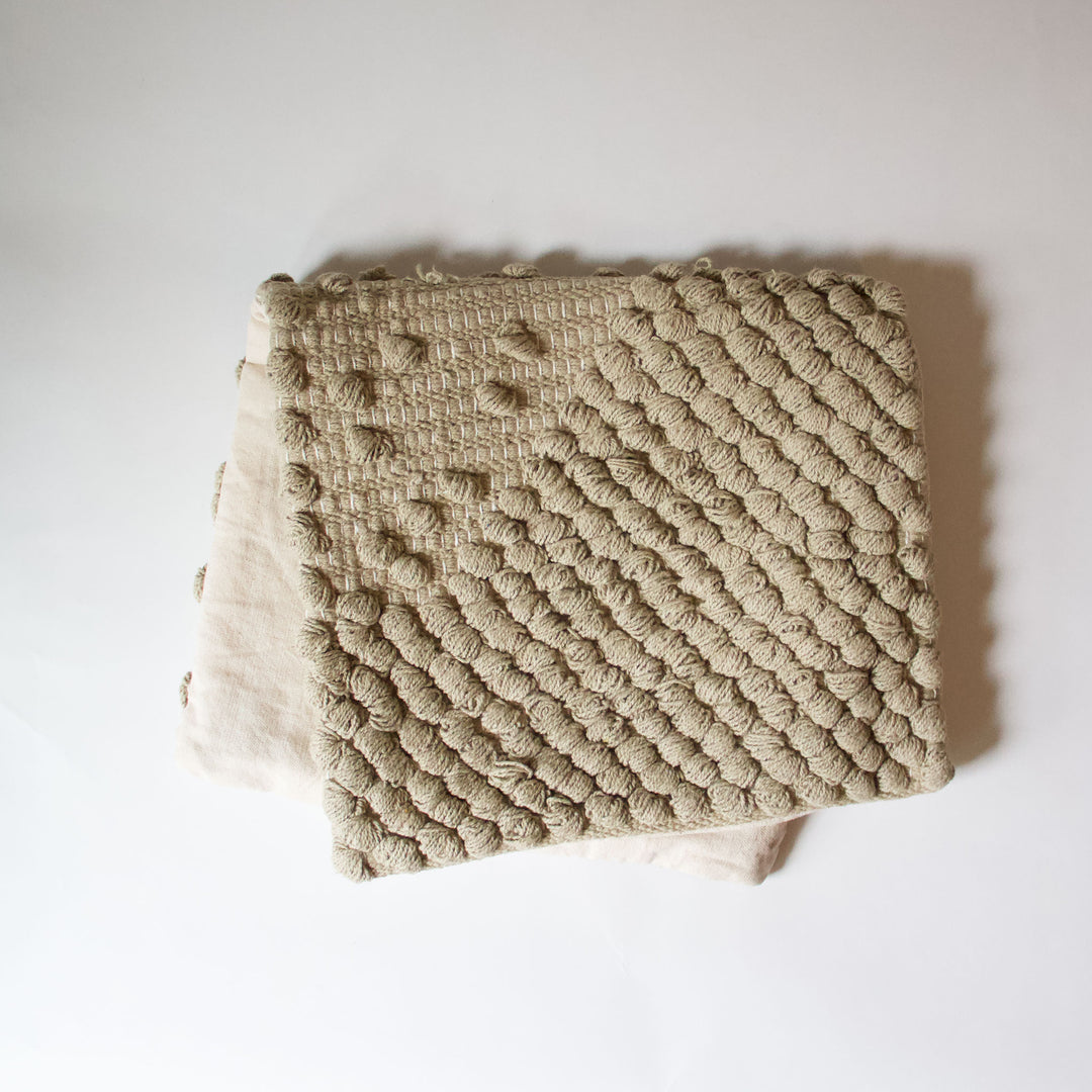 Tufted Woven Cotton Pillow Cover - Sage Green