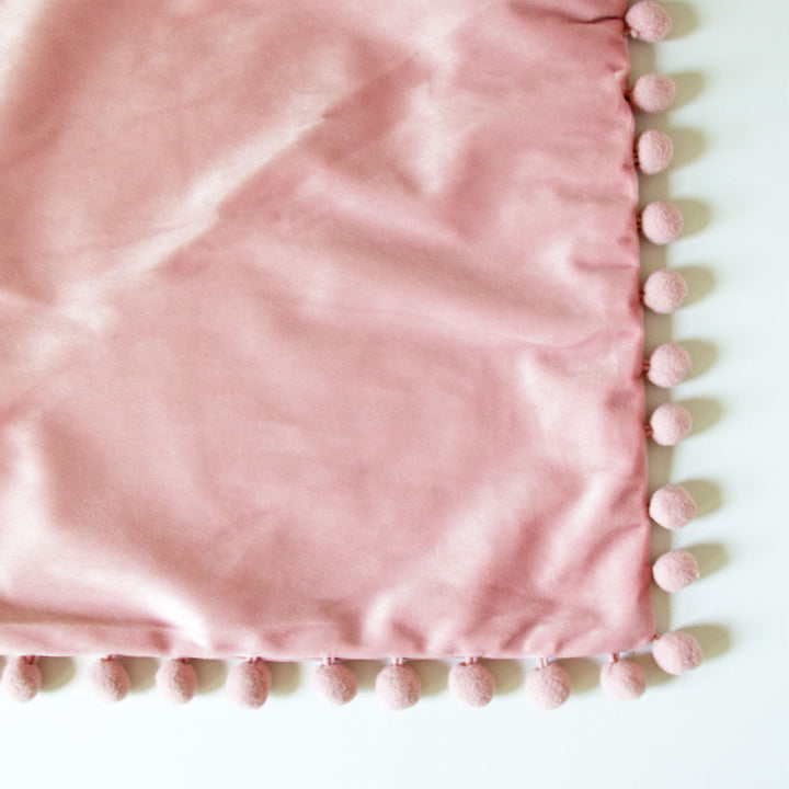 Velvet Pom Pom Pillow Cover - Pink