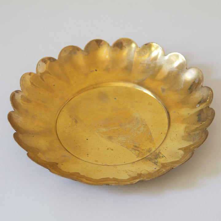 Vintage Brass Scalloped Dish