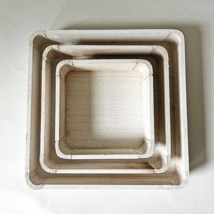 Whitewash Square Wooden Tray