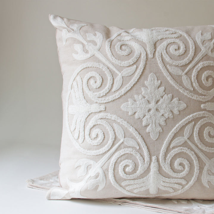 Woven Floral Loop Pillow Cover