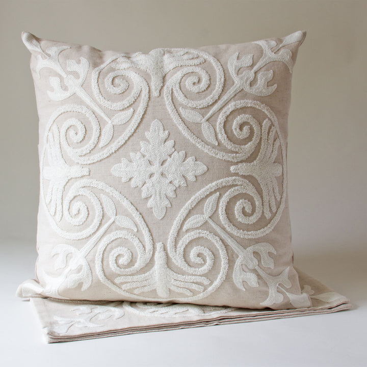 Woven Floral Loop Pillow Cover