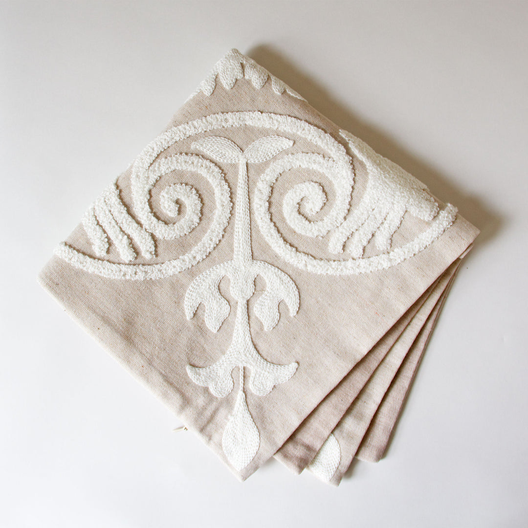 Woven Floral Loop Pillow Cover