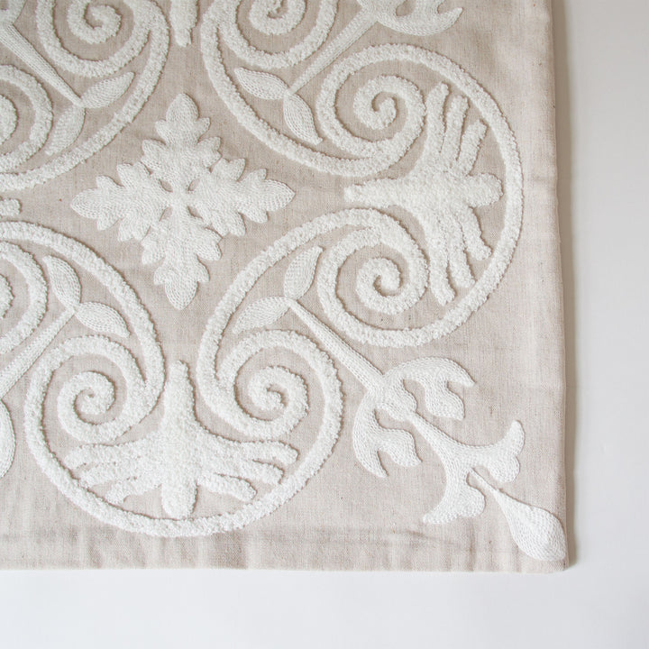 Woven Floral Loop Pillow Cover