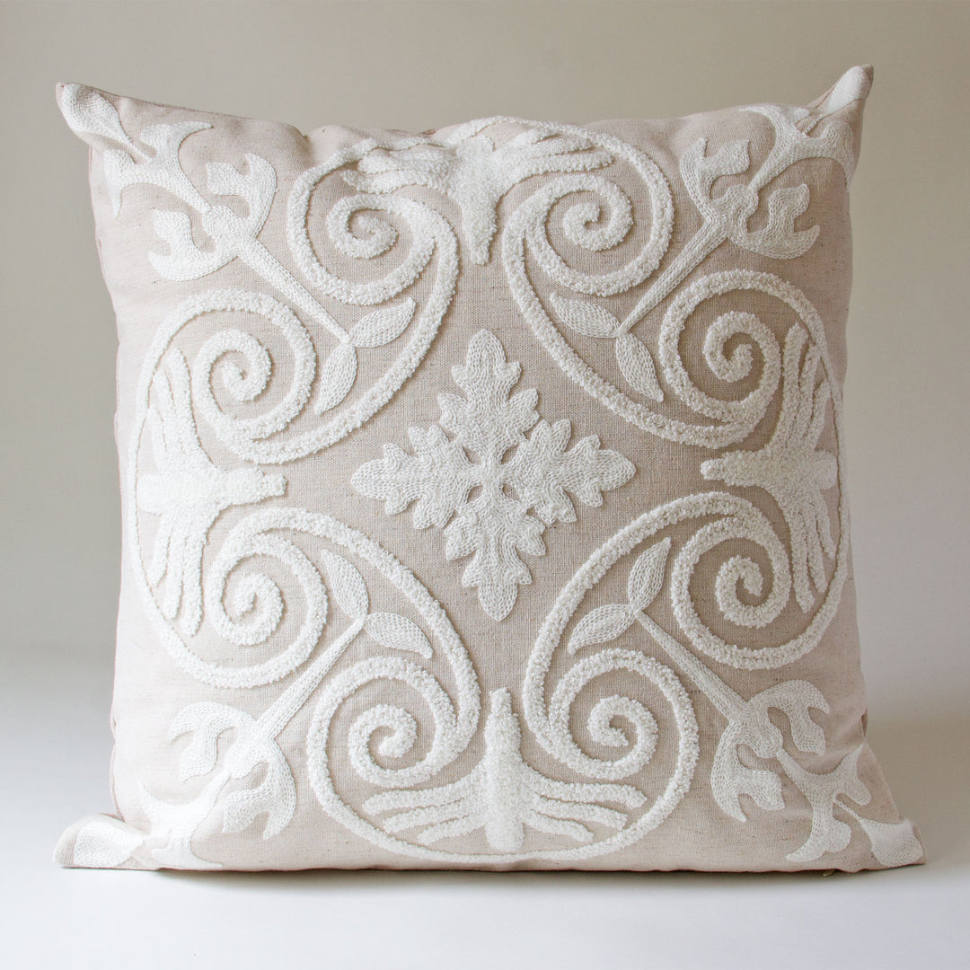 Woven Floral Loop Pillow Cover