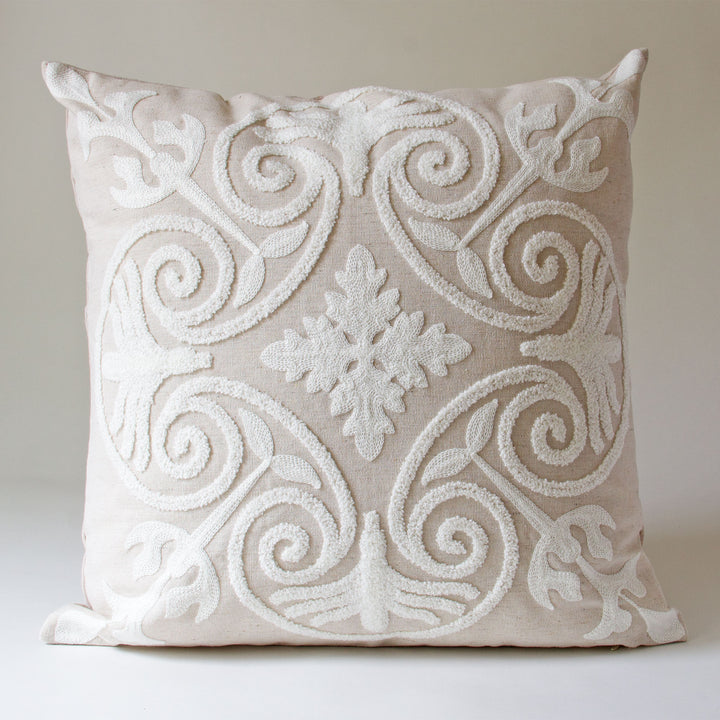 Woven Floral Loop Pillow Cover