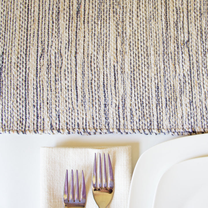 Woven Fringe Table Runner - Blue