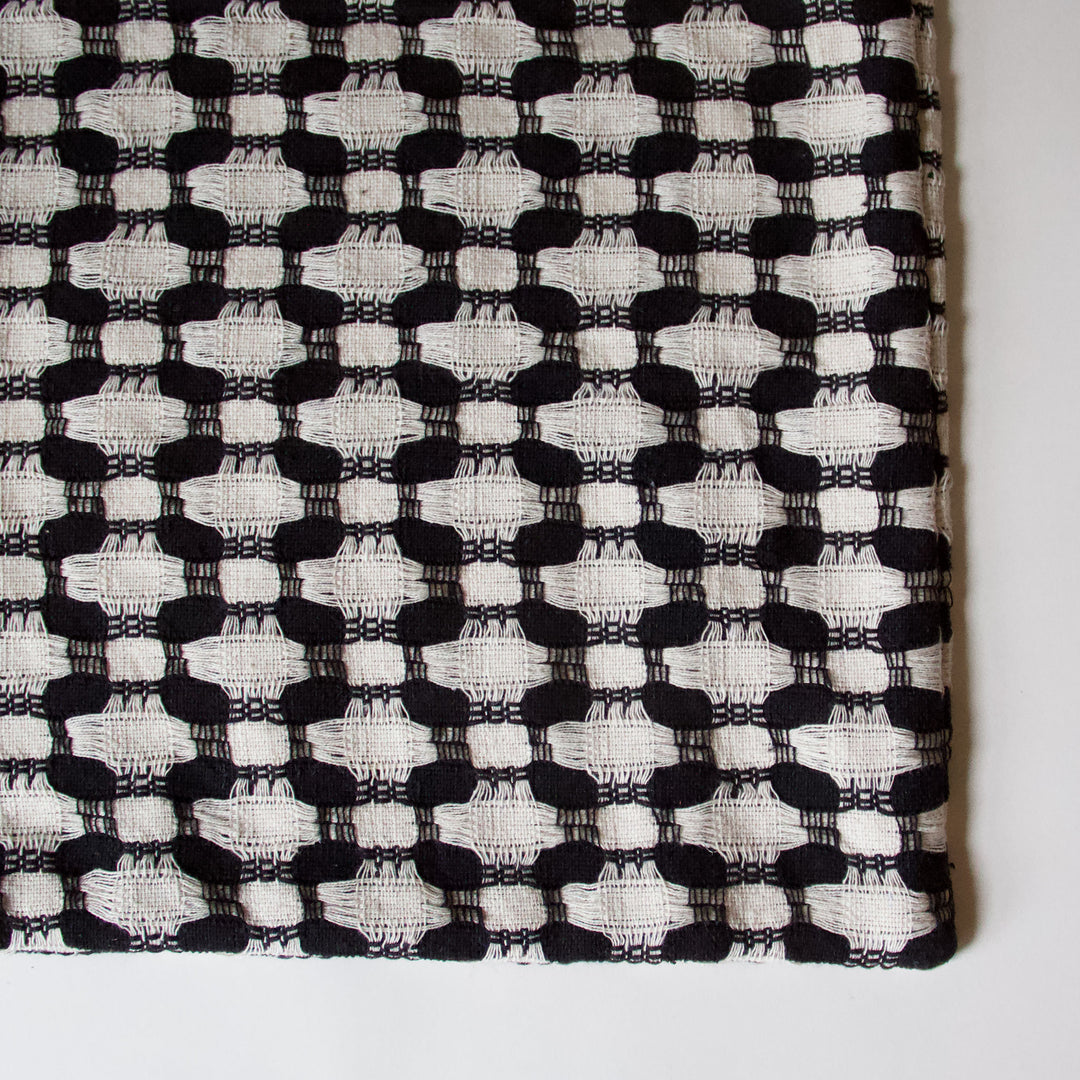 Woven Honeycomb Cotton Pillow Cover - Black & White