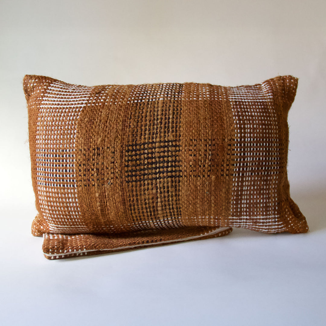Woven Plaid Pillow Cover - Rust