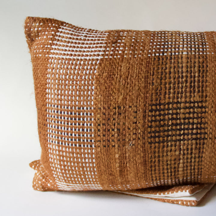 Woven Plaid Pillow Cover - Rust