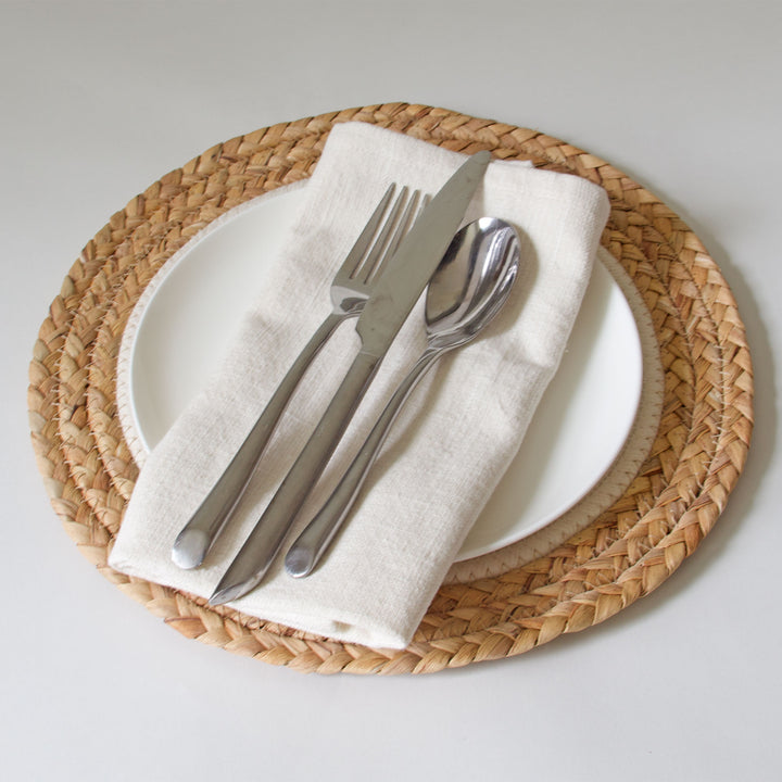 Woven Rattan Round Placemats - White, Set of 4