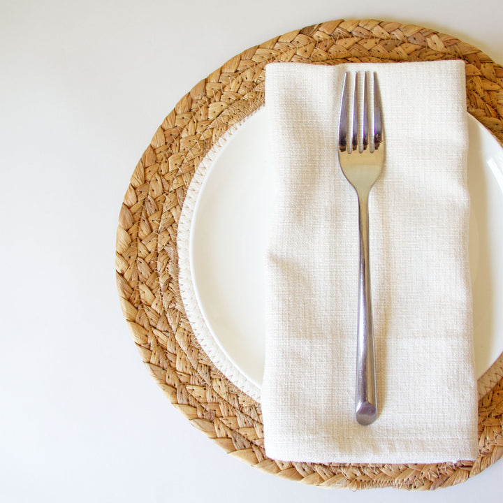 Woven Rattan Round Placemats - White, Set of 4