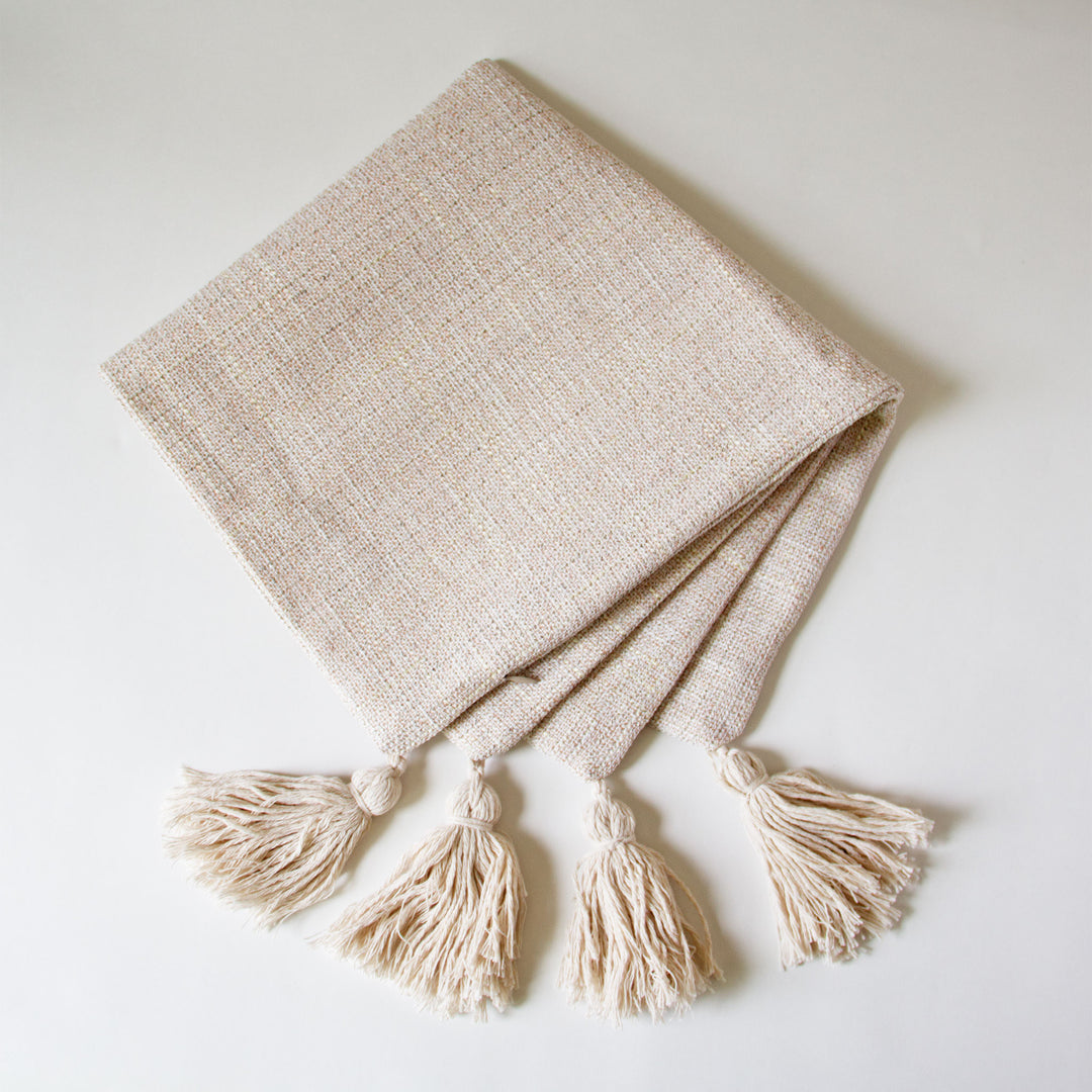 Woven Tassel Pillow Cover - Ivory