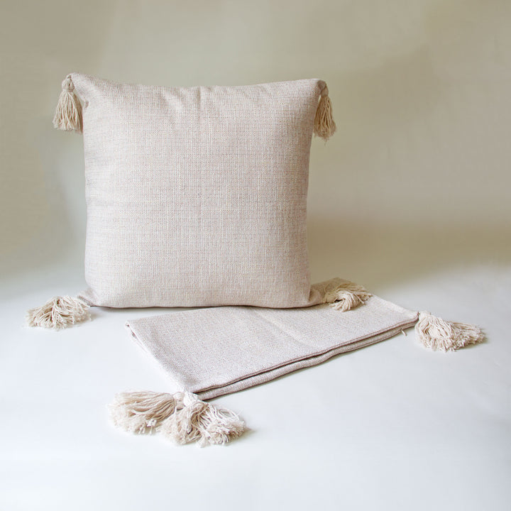 Woven Tassel Pillow Cover - Ivory