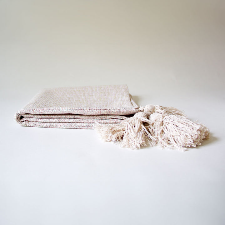 Woven Tassel Pillow Cover - Ivory