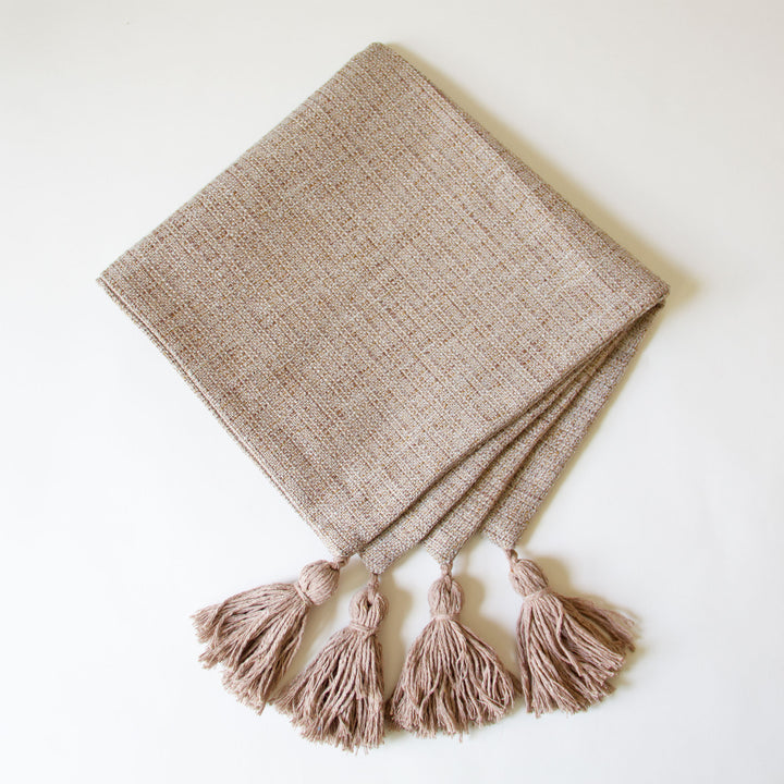 Woven Tassel Pillow Cover - Taupe