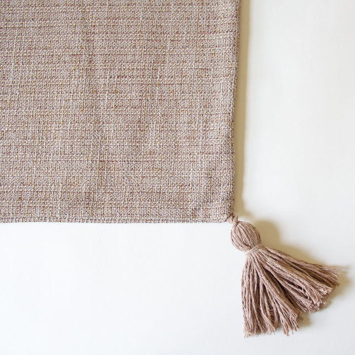 Woven Tassel Pillow Cover - Taupe