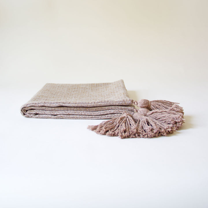 Woven Tassel Pillow Cover - Taupe