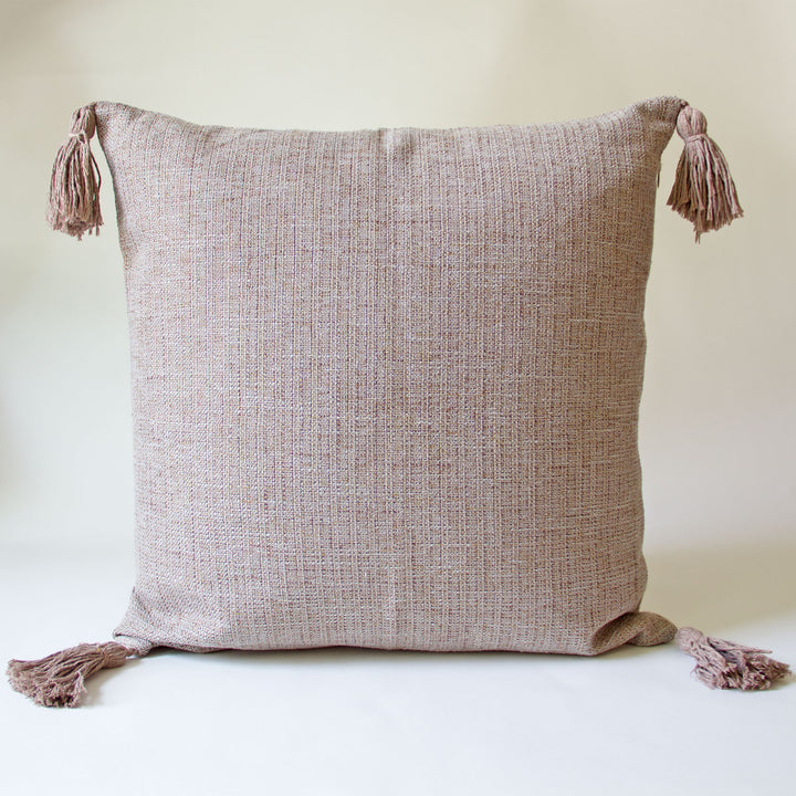 Woven Tassel Pillow Cover - Taupe